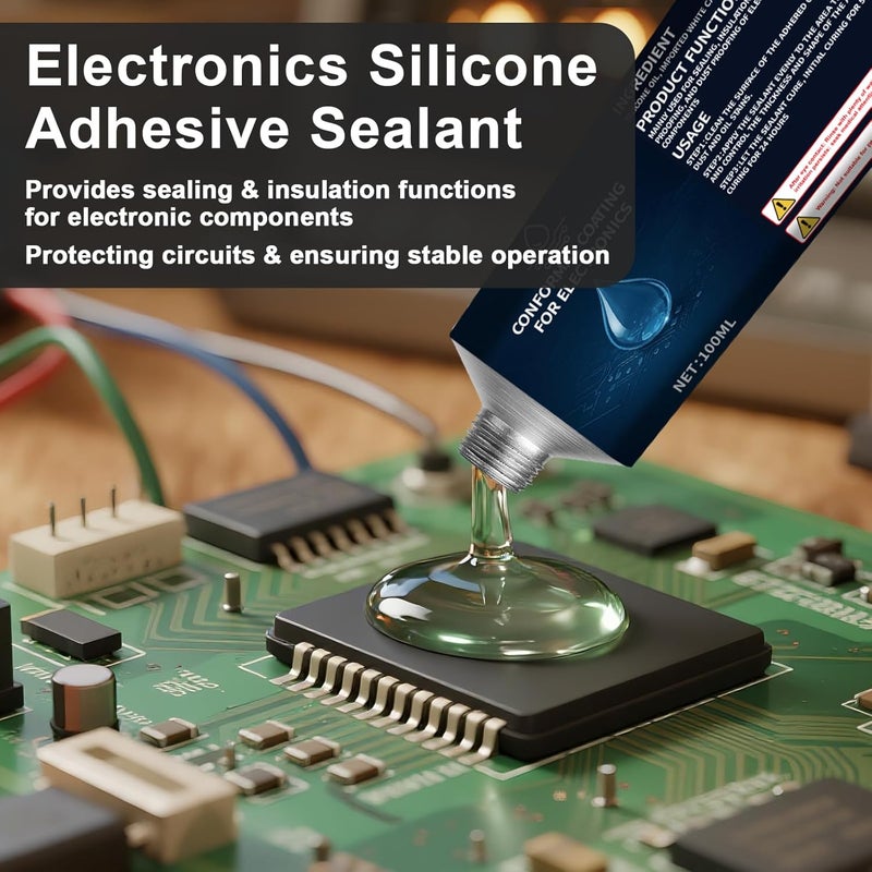 1DFAUL 100ml Conformal Coating for Electronics, Silicone Conformal Coating Insulating Sealant, Waterproof, Dust& Moisture Resistant, for Reliable Electronic Components Protection - Image 2